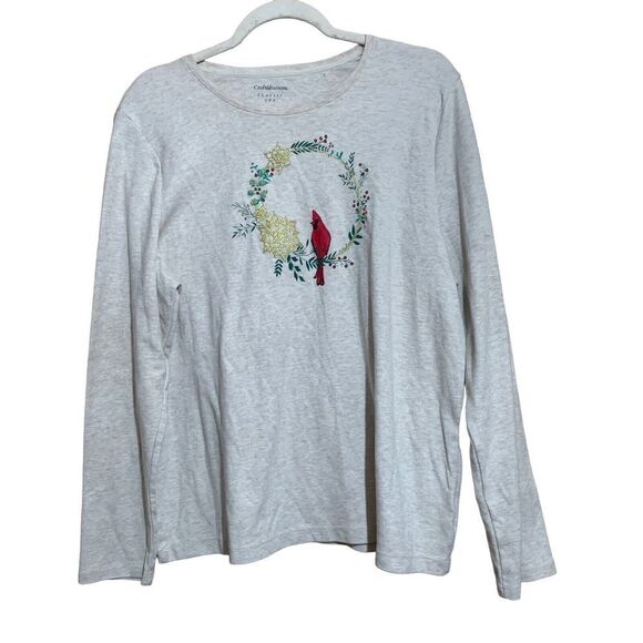 Croft & Barrow Womens Size XXL Multicolor Cardinal Graphic Classic Tee Blouse - Picture 1 of 7